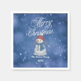 Whimsical Snömannen God Jul Pappersservett