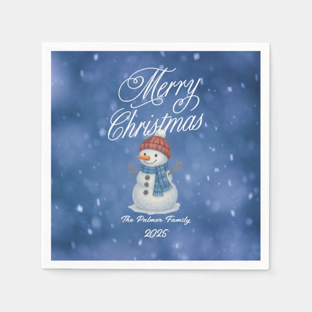 Whimsical Snömannen God Jul Pappersservett (Framsidan)