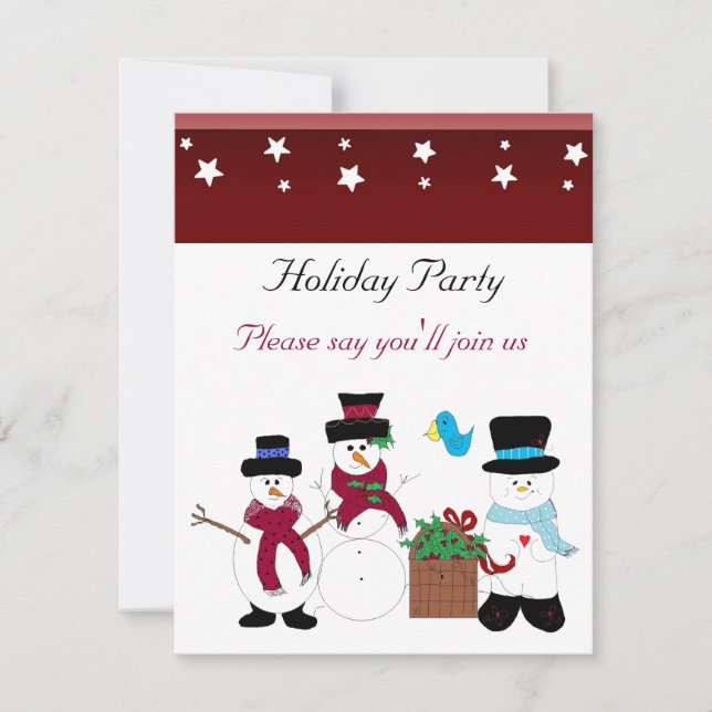 Whimsical Snömannen Holiday Party Inbjudningar (Framsida)