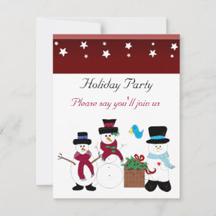 Whimsical Snömannen Holiday Party Inbjudningar