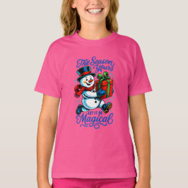 Whimsical Snömannen Jul T-Shirt Festive Holiday