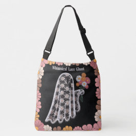 Whimsical Snöre Ghost Illustration med Blommigt Axelväska