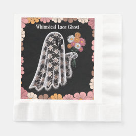 Whimsical Snöre Ghost Illustration med Blommigt Pappersservett