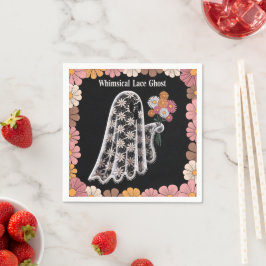 Whimsical Snöre Ghost Illustration med Blommigt Pappersservett