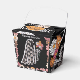 Whimsical Snöre Ghost Illustration med Blommigt Presentaskar