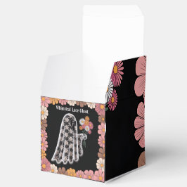 Whimsical Snöre Ghost Illustration med Blommigt Presentaskar