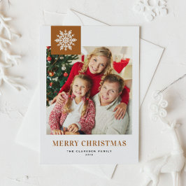 Whimsical Snowflake Burnt Orange Christmas Photo Helg Vykort