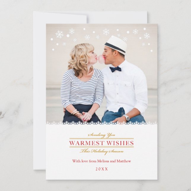 Whimsical Snowflakes Holiday Foto Kort (Framsida)