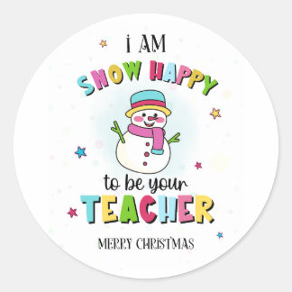 Whimsical Snowman Teacher Holiday Tags  Runt Klistermärke