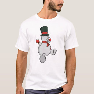Whimsical Snowman with Top Hat and Scarf T Shirt