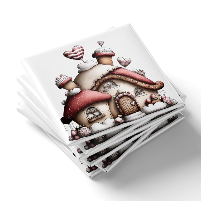 Whimsical Snowy Christmas House Magnet (Whimsical Snowy Christmas House Magnet by PiggyPrint Sticker.)