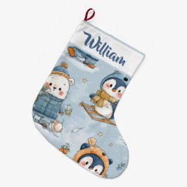 Whimsical Snowy Pattern | Christmas Stocking Stor Julstrumpa