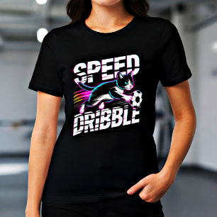Whimsical Soccer Cat Damt-shirt T Shirt
