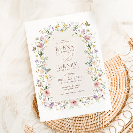 Whimsical Soft Wildblommor Cottage Garden Wedding Inbjudningar