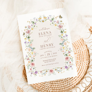 Whimsical Soft Wildblommor Cottage Garden Wedding Inbjudningar