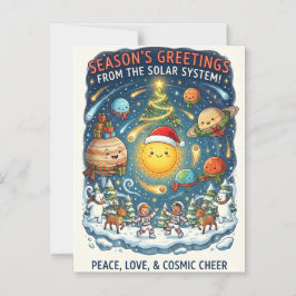 Whimsical Solar System Christmas Party with people Magnetisk Inbjudningskort