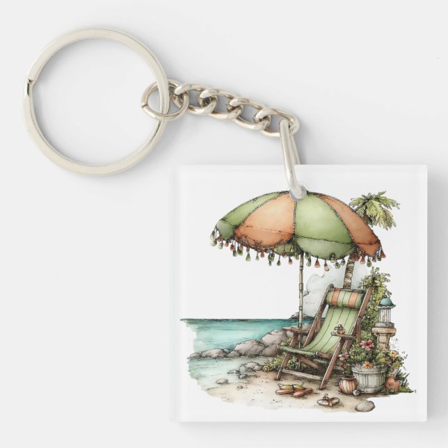 WHIMSICAL SOMMAR STRANDSTOL PARAPLY OCH HANDDUKAR (Framsidan)
