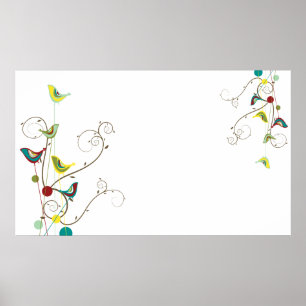 Whimsical sommarfåglar virvlar modern natur vinran poster