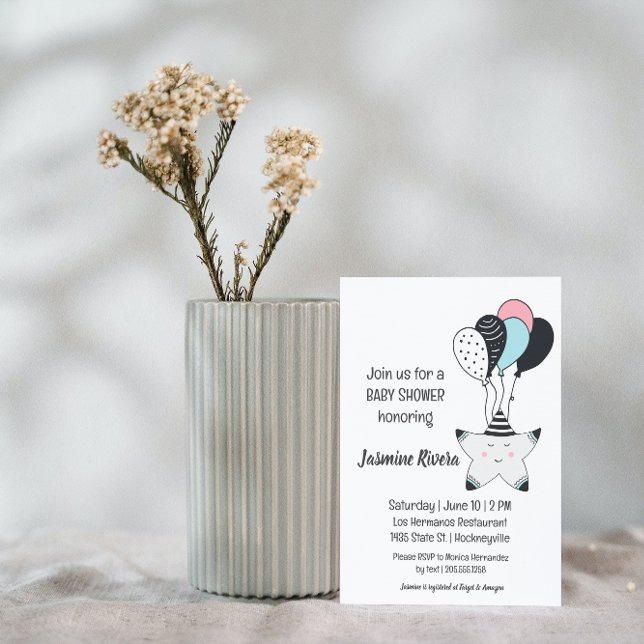 Whimsical Sömnig Star Baby Shower-inbjudan Inbjudningar (Skapare uppladdad)