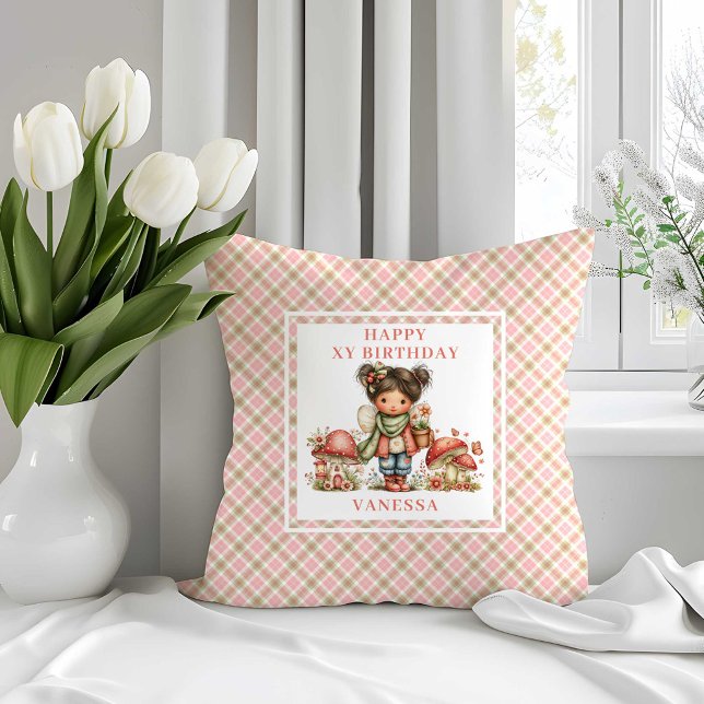 Whimsical Söt Alv 3-års Födelsedags Kuddcover Kudde (Whimsical Cute Fairy 3rd Birthday Throw Pillow)