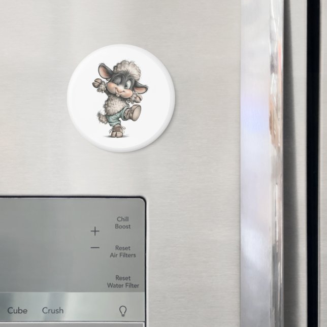 Whimsical Söt Får Magnet (In Situ (Fridge))