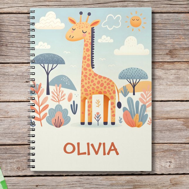 Whimsical söt giraff i savann anteckningsbok (Skapare uppladdad)