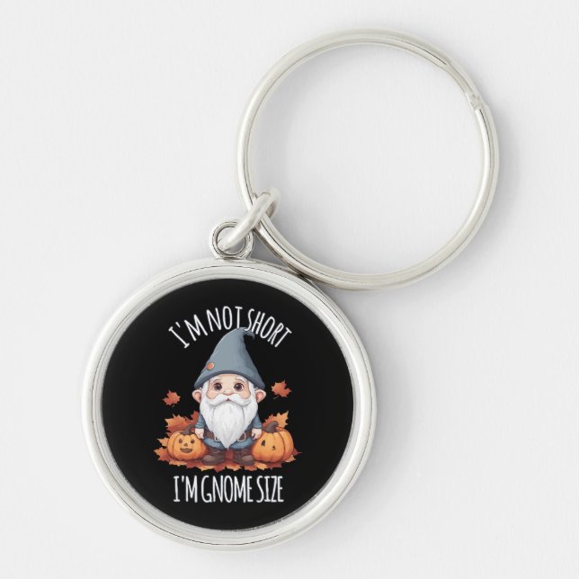 Whimsical Söt Gnome i Höst Rund Silverfärgad Nyckelring (Framsidan)