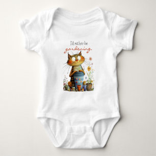 Whimsical Söt Katt "Jag Skulle Hellre Vara Trädgår T Shirt