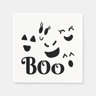 Whimsical söt spökig ansikte, Boo, Halloween-tema Pappersservett
