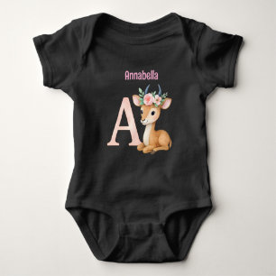 Whimsical Söt Vattenfärg Bokstav A Djur Barnkammar T Shirt