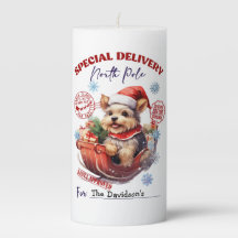 Whimsical söt Yorkie julpelarljus