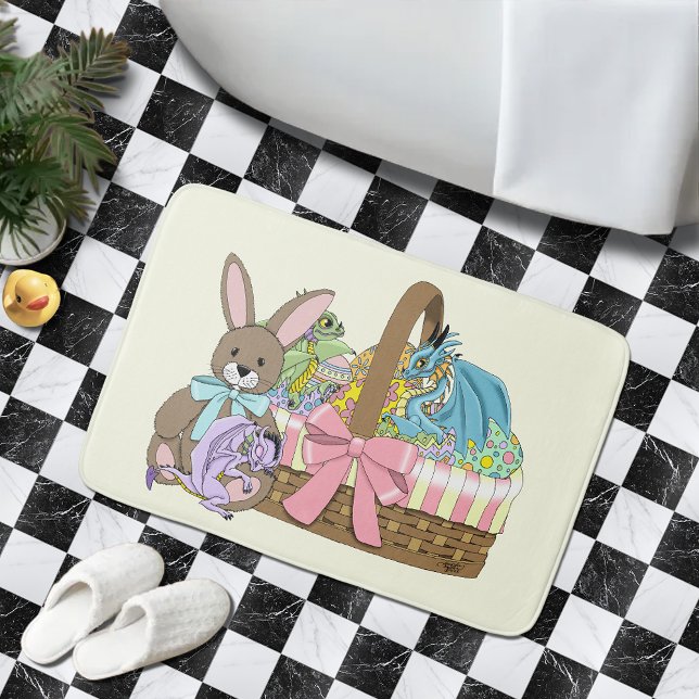 Whimsical söta fantasidrakar påskkorg  badrumsmatta (Skapare uppladdad)