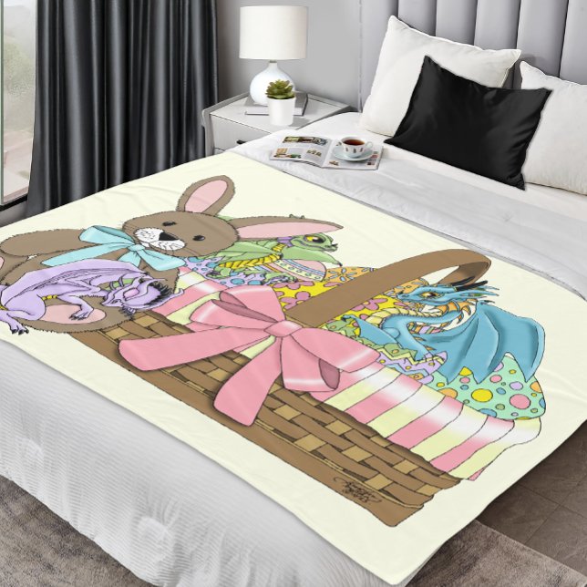 Whimsical söta fantasidrakar påskkorg  fleecefilt (Skapare uppladdad)