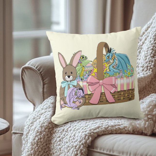 Whimsical söta fantasidrakar påskkorg  kudde (Skapare uppladdad)