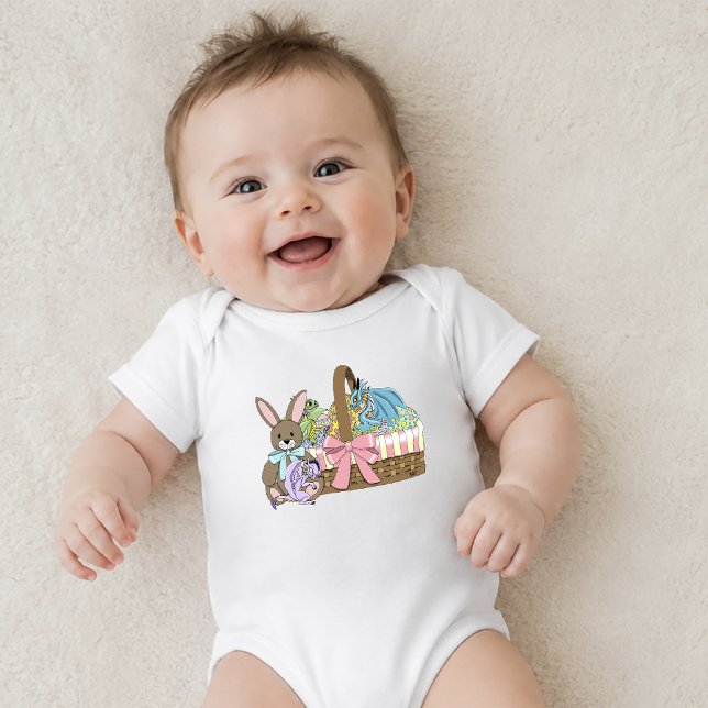 Whimsical söta fantasidrakar påskkorg  t shirt (Skapare uppladdad)