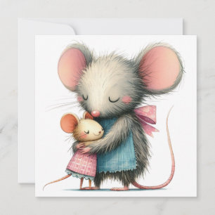 Whimsical söta möss Mors dag Mamma och barn Kort
