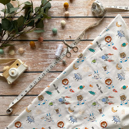 Whimsical Space Animals Astronaut Fabric Tyg
