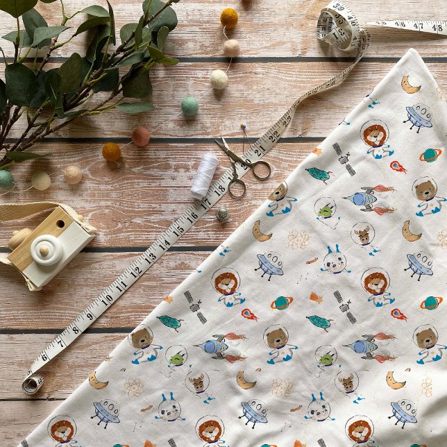Whimsical Space Animals Astronaut Fabric Tyg (Skapare uppladdad)