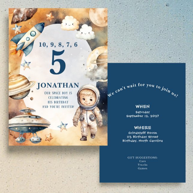 Whimsical Space Personalized Birthday Invitation Inbjudningar (Skapare uppladdad)