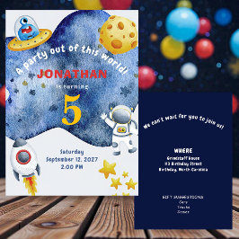 Whimsical Space Personalized Birthday Invitation Inbjudningar