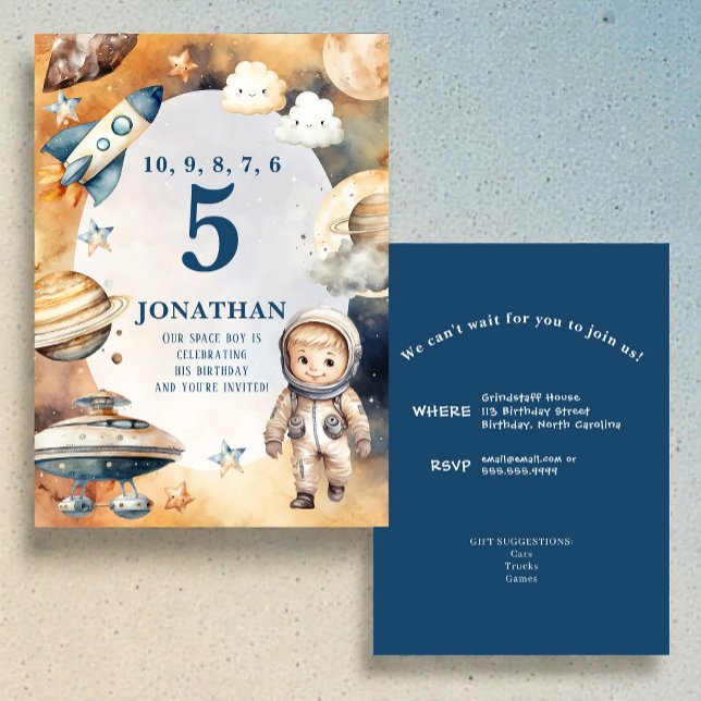 Whimsical Space Personalized Birthday Invitation Inbjudningar (Skapare uppladdad)
