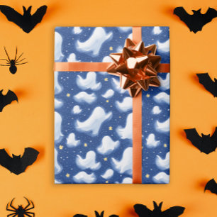 Whimsical spök Halloween stjärnklar natt akvarell Presentpapper