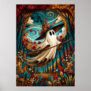 Whimsical Spökhäxa Höstskog Poster