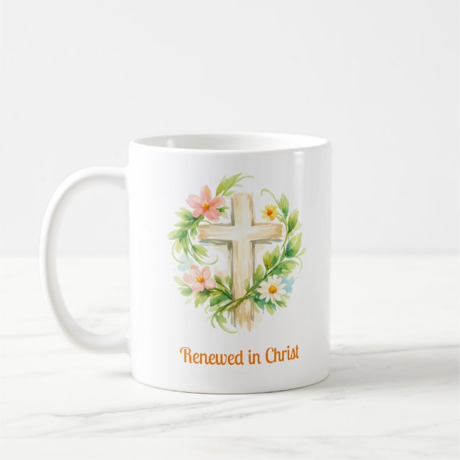 Whimsical Spring Cross Mug - Custom Easter Design Kaffemugg (Vänster)