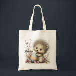 Whimsical Spring Hedgehog Illustration Tygkasse<br><div class="desc">Whimsical Spring Hedgehog Illustration with Floral Details A sweet, pastel‑toned illustration featuring a fluffy hedgehog holding a soft-colored egg, surrounded by delicate flowers and fluttering butterflies. Personalized with a graceful script name, this design blends gentle spring charm with a touch of woodland whimsy—perfect for anyone who loves cute, nature-inspired artwork...</div>