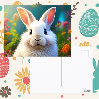 Whimsical Spring Kanin | Blommig Påsk Glad Post Vykort