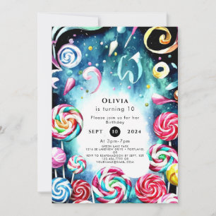 Whimsical Sprinkle Candyland Birthday Inbjudningar