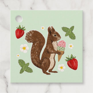 Whimsical Squirrel Glass Isglass Botanisk Tack Gåvor Etiketter