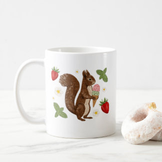 Whimsical Squirrel Glass Strössel Jordgubb Botanis Kaffemugg