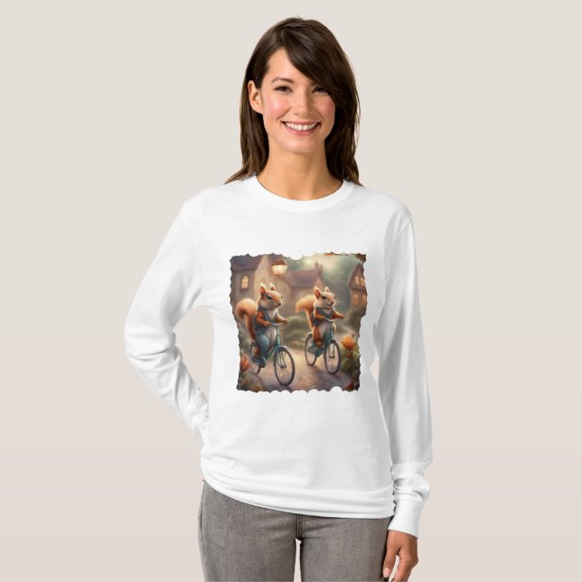 Whimsical Squirrels cyklar storybook  T Shirt (Hel framsida)